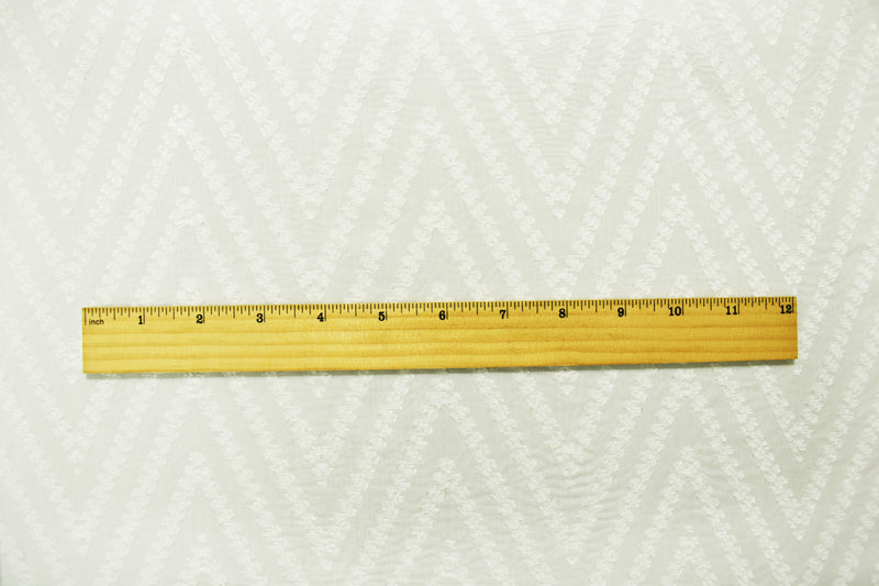 White Rayon Clip-Spot Chevron Texture Challis Woven Fabric