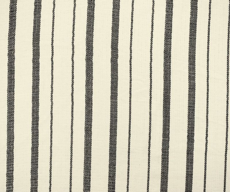 1 YD PC-Black-Ivory Famous Maker Cotton Stripe Herringbone Double Woven Fabric