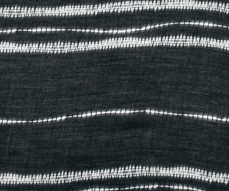 Black-White Cotton Tie Dye Horizontal Stripe Printed Batiste Woven Fabric