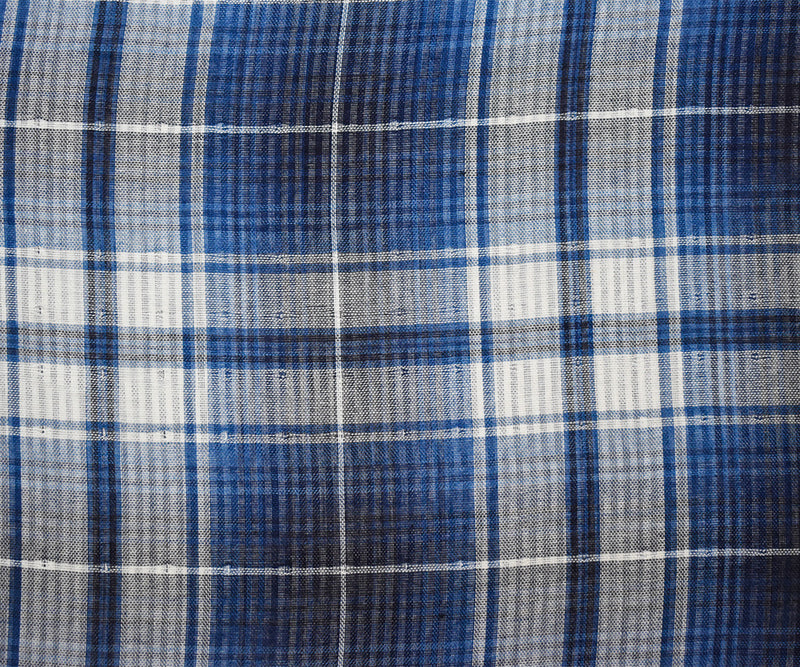 Blue-White-Black Famous Maker Cotton Plaid-Stripe Double Gauze Woven Fabric