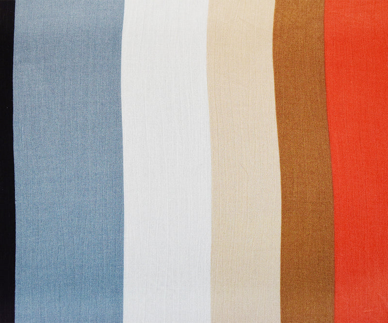 3 YD PC-Orange-Gray-Multi Cotton Stripe Printed Crinkled Gauze Woven Fabric