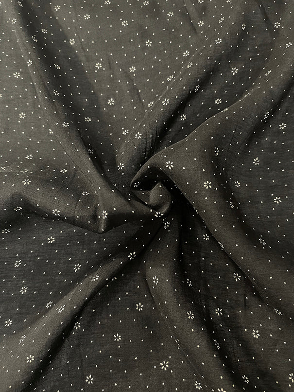 Black and White Floral Batiste Fabric