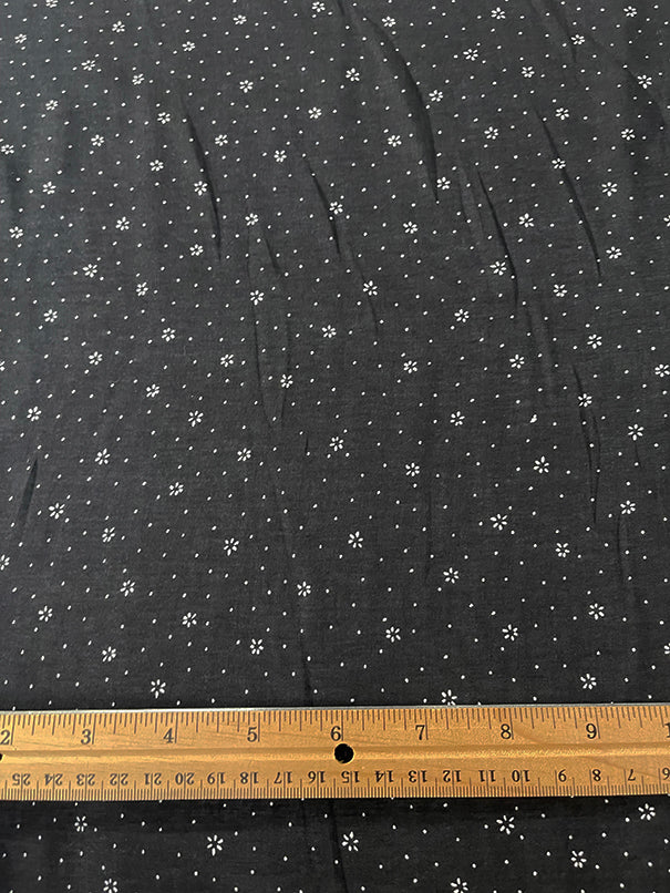 Black and White Floral Batiste Fabric