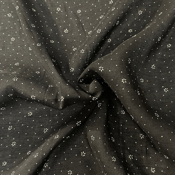 Black and White Floral Batiste Fabric