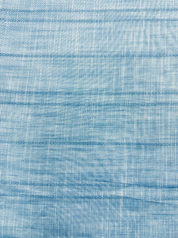 Blue Woven Stripe Rayon Linen Tea Towel Fabric