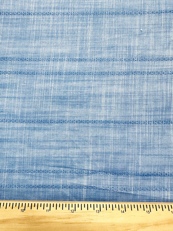 Blue Woven Stripe Rayon Linen Tea Towel Fabric