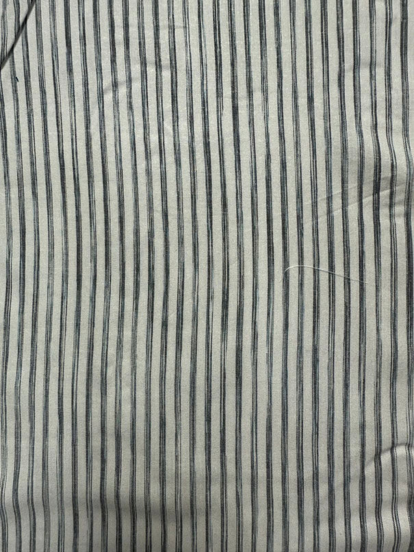 Blue and Gray Stripe Rayon Lawn Fabric