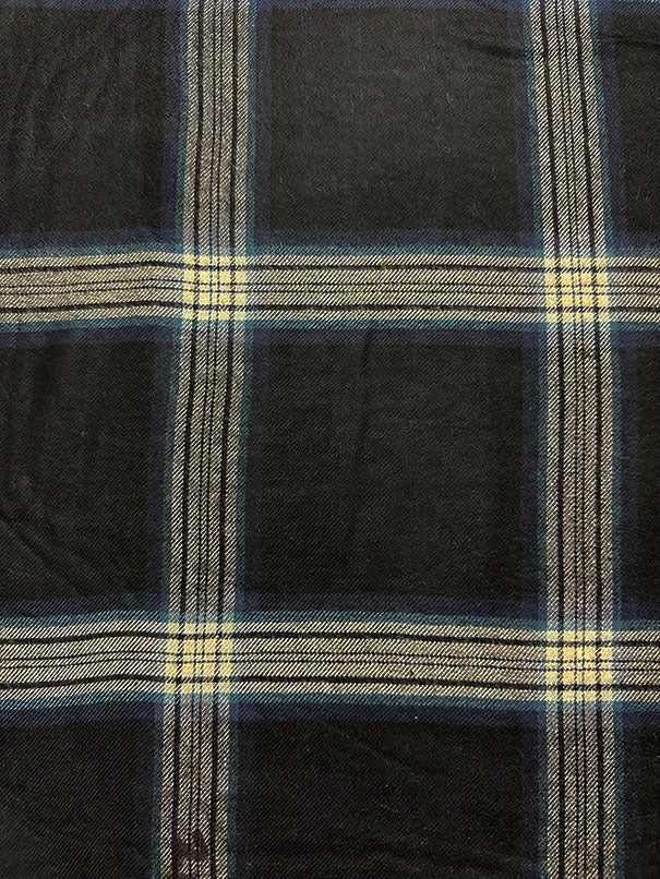Blue Multi Plaid Single Sided Rayon Wool Flannel Shirting Fabric