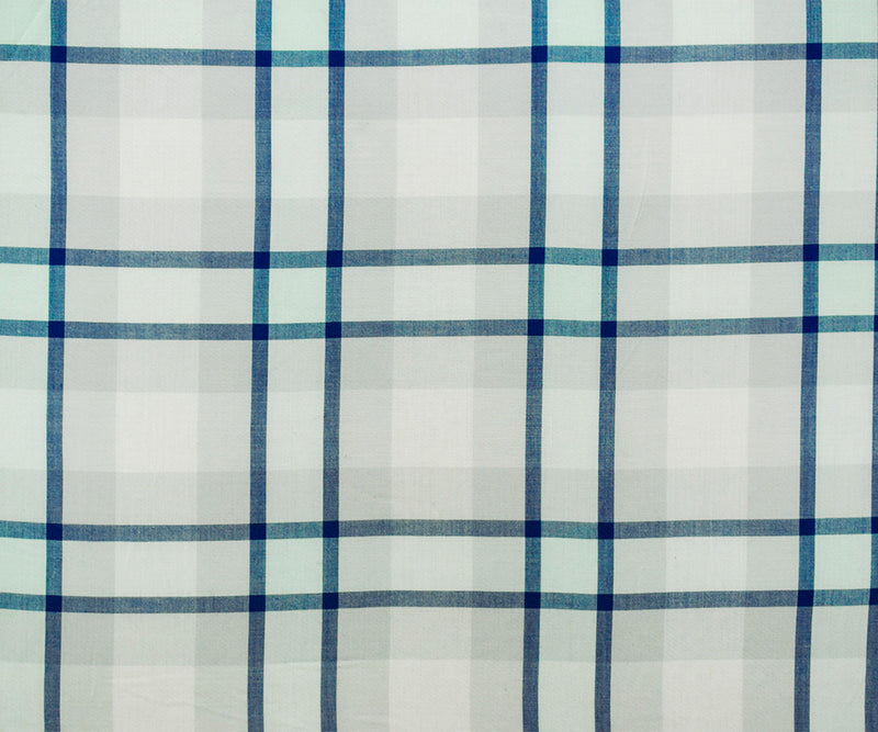 3 3/8 YD PC-Blue-White-Multi Famous Maker Rayon Plaid Woven Fabric