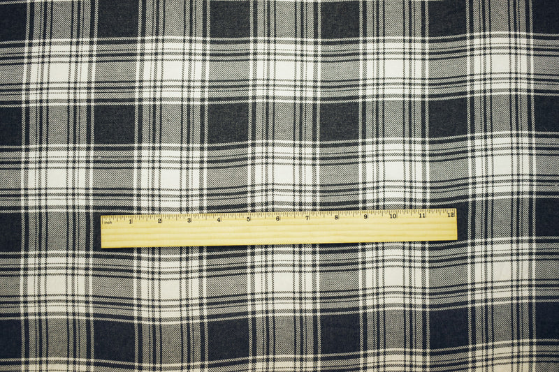 Gray-Black-Off-White Famous Maker Cotton Plaid Flannel Twill Woven Fabric
