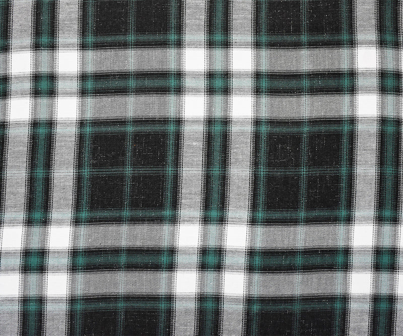 3 3/4 YD PC-Green-Black-Silver Sparkle Famous Maker Cotton Plaid Twill Woven Fabric