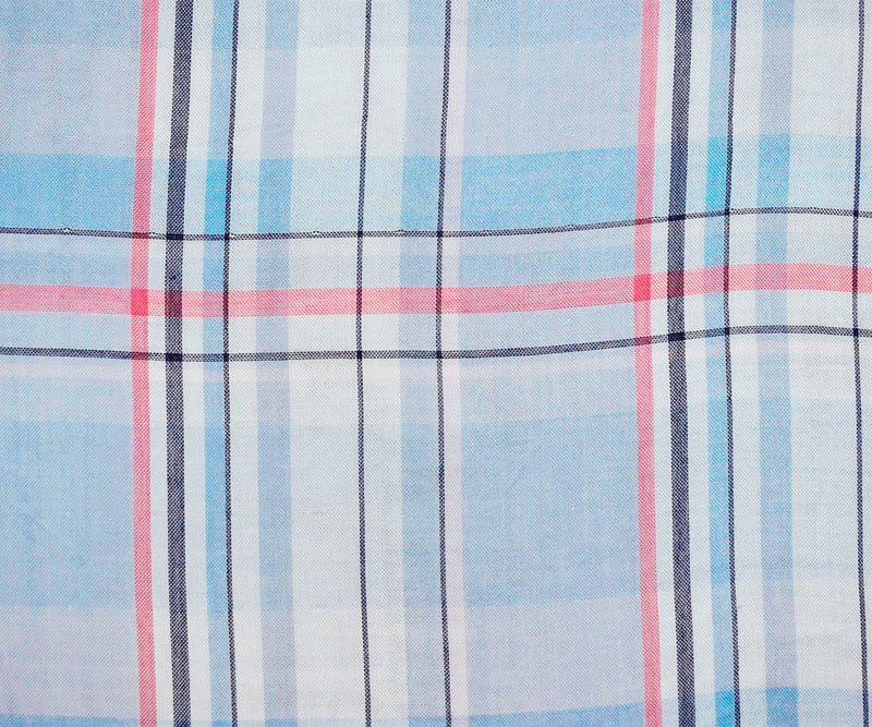 Pink-Blue-Multi Famous Maker Cotton Plaid Double Gauze Woven Fabric