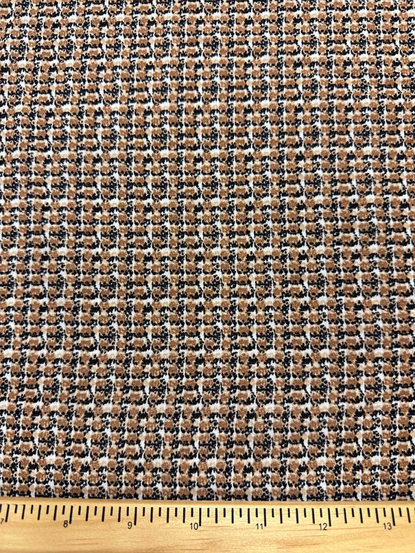 Tan Multi Print Poly Peachskin Fabric