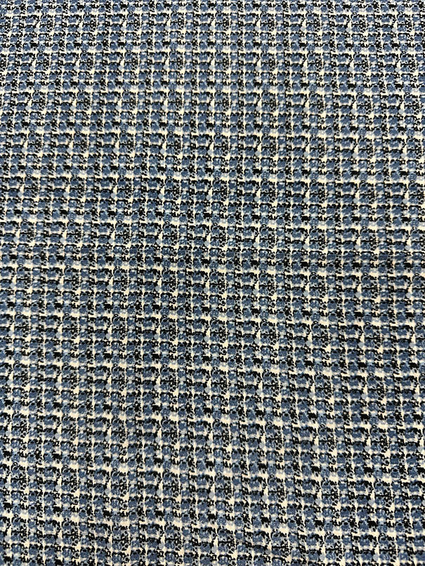 Blue Multi Print Poly Peachskin Fabric