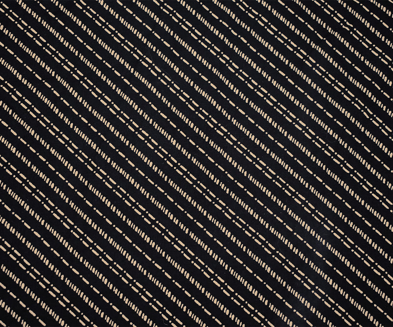 Black-Beige Rayon Stitch-Like Printed Challis Woven Fabric
