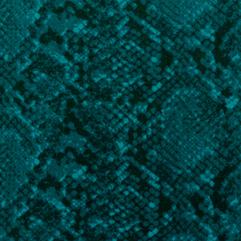Teal-Black Reptile Printed Poly Chiffon Woven Fabric