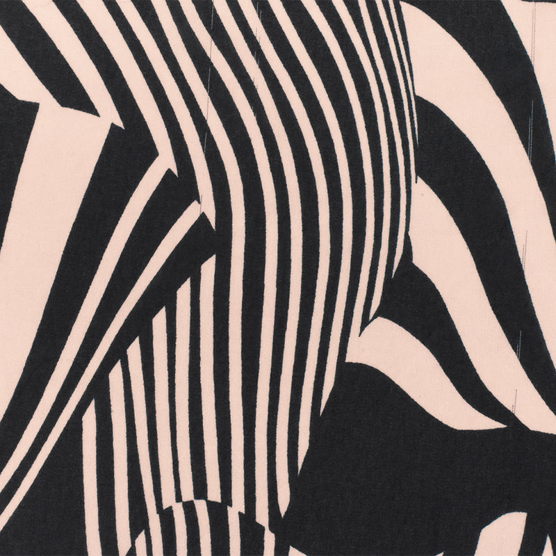 5 YD PC-Beige-Black Abstract Zebra Printed Poly Chiffon Woven Fabric