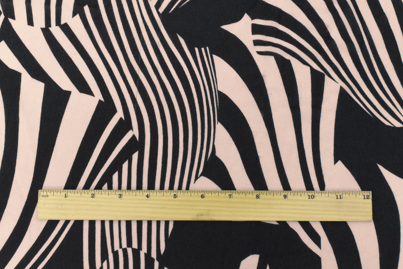 5 YD PC-Beige-Black Abstract Zebra Printed Poly Chiffon Woven Fabric