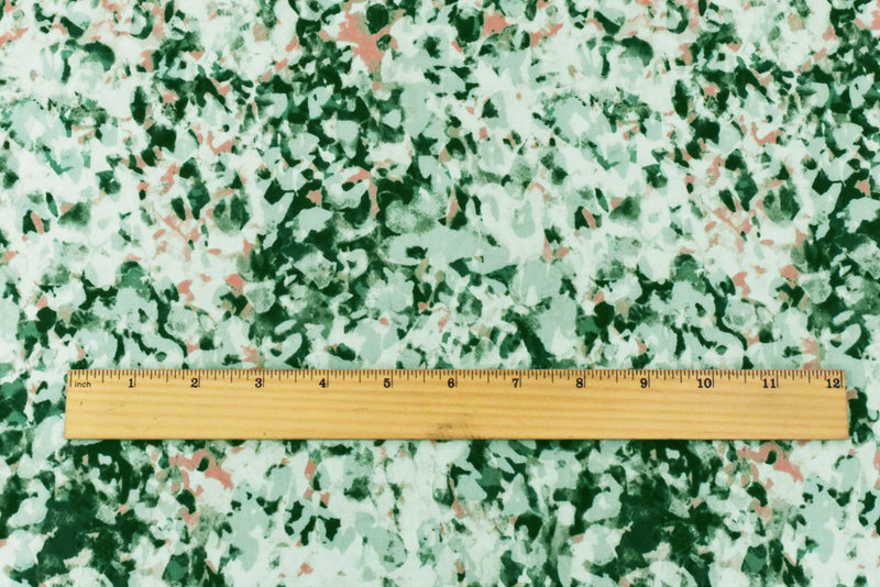 Green-Orange-Multi Abstract Printed Rayon Challis Woven Fabric