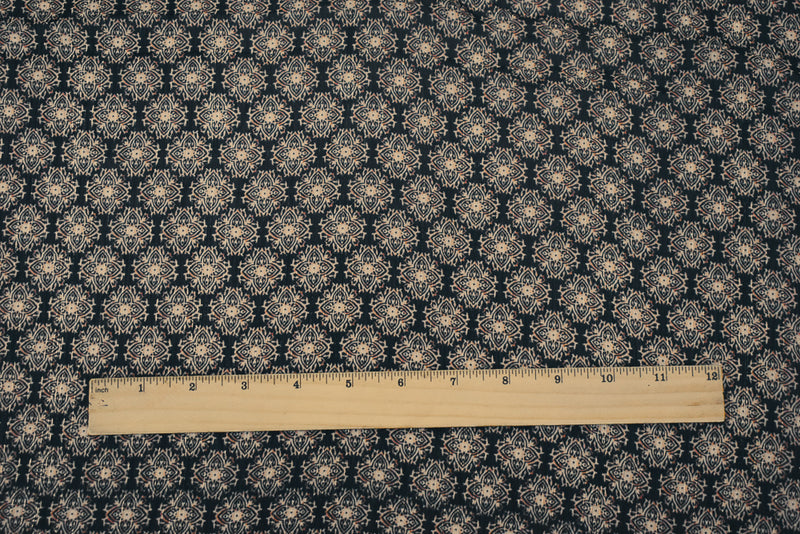 Black-Gold-Multi Medallion Print Poly Metallic Stripe Yoryu Chiffon Fabric