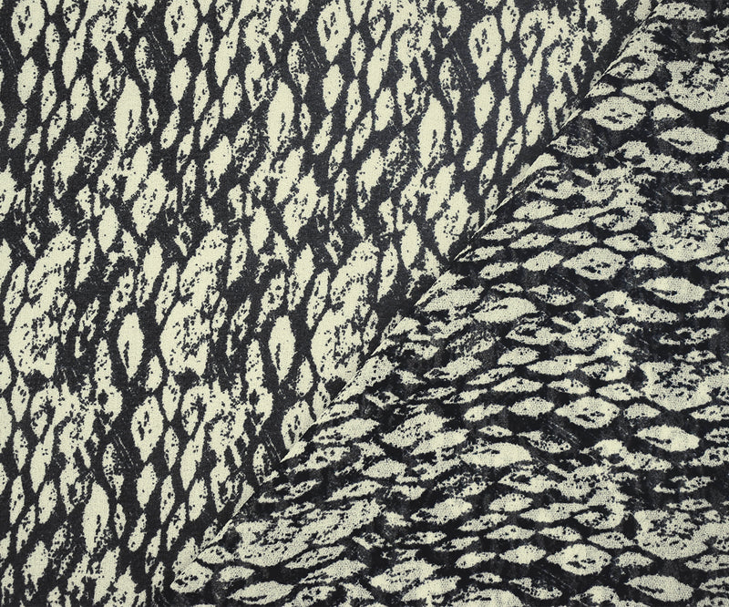 Black-Ivory Abstract Pattern Printed Poly Chiffon Woven Fabric