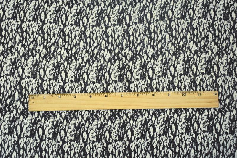 Black-Ivory Abstract Pattern Printed Poly Chiffon Woven Fabric
