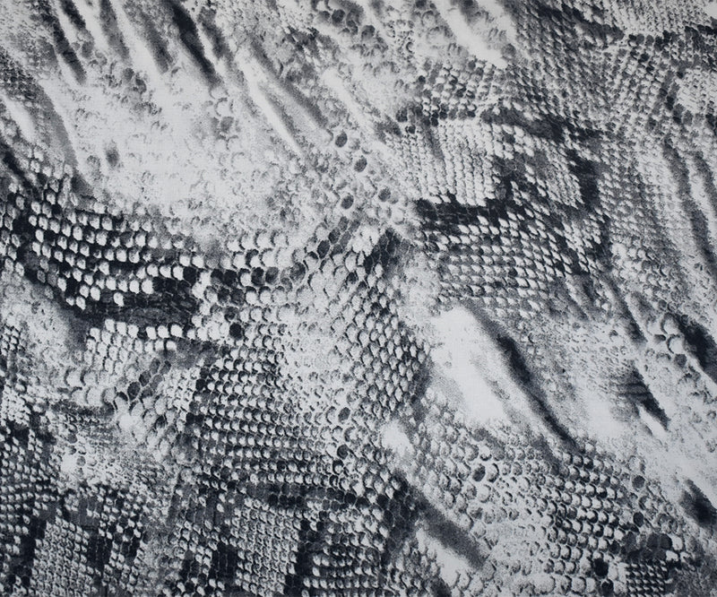 3 YD PC-Black-White-Gray Snake Printed Poly Chiffon Woven Fabric