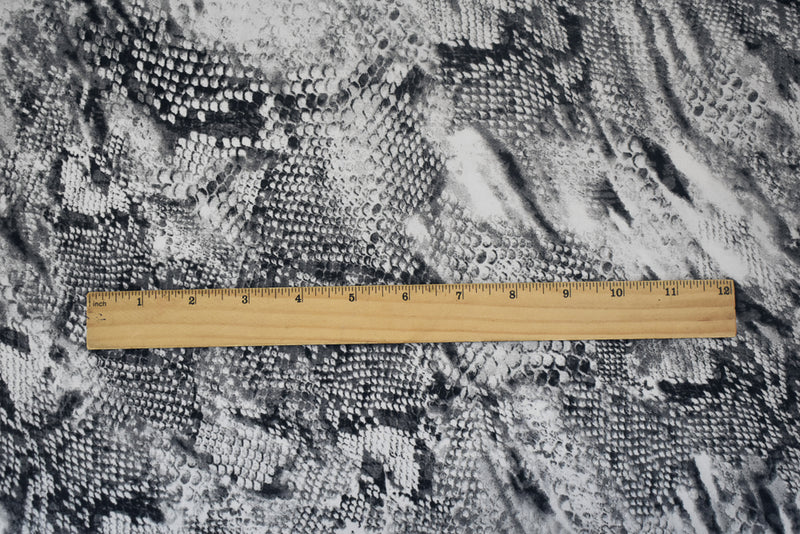 5 YD PC-Black-White-Gray Snake Printed Poly Chiffon Woven Fabric