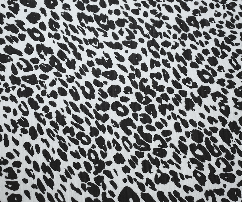 3 YD PC-Black-White Leopard Printed Poly Yoryu Crinkle Chiffon Woven Fabric