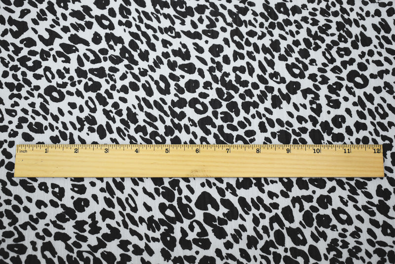 3 YD PC-Black-White Leopard Printed Poly Yoryu Crinkle Chiffon Woven Fabric