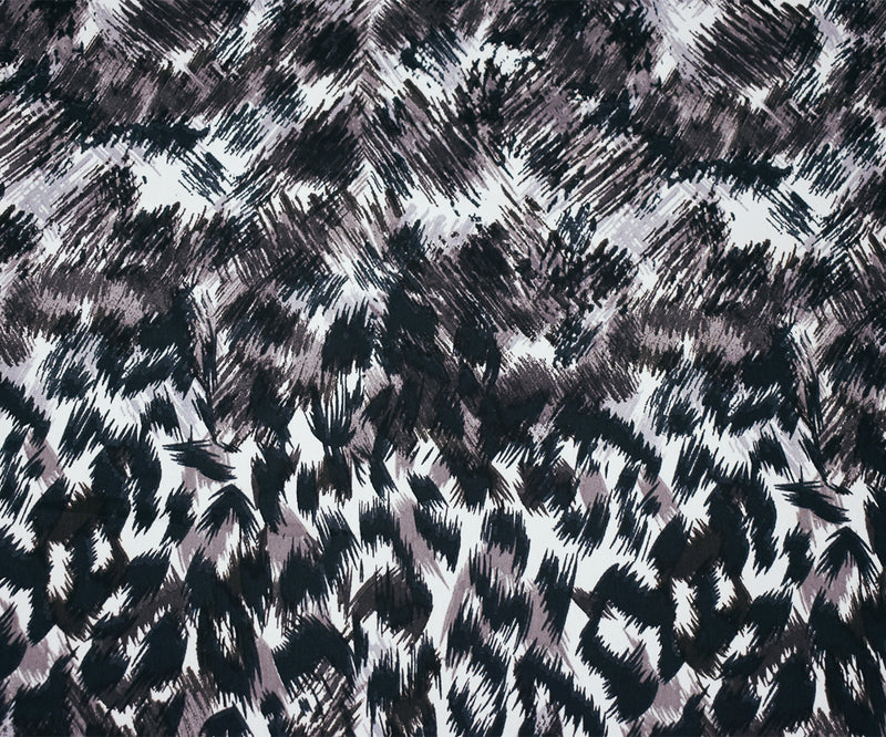 3 YD PC-Black-Gray-Multi Polyester Abstract Printed Charmeuse Woven Fabric