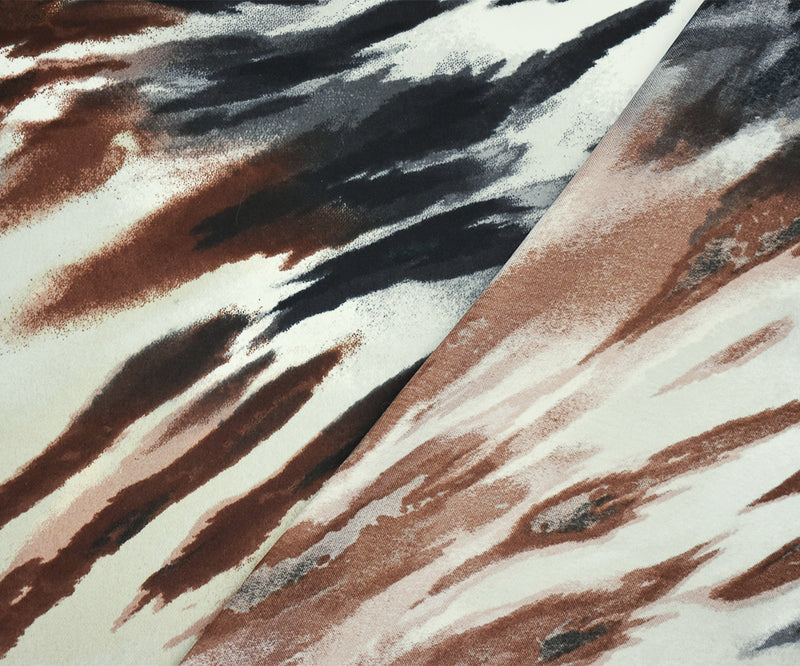 Brown-Gray-Black Zebra Polyester Printed Charmeuse Woven Fabric