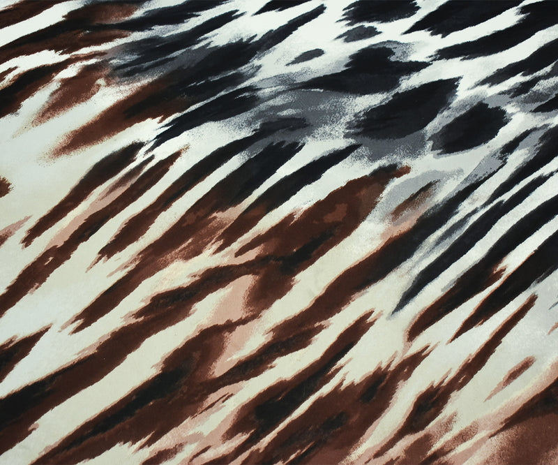 Brown-Gray-Black Zebra Polyester Printed Charmeuse Woven Fabric