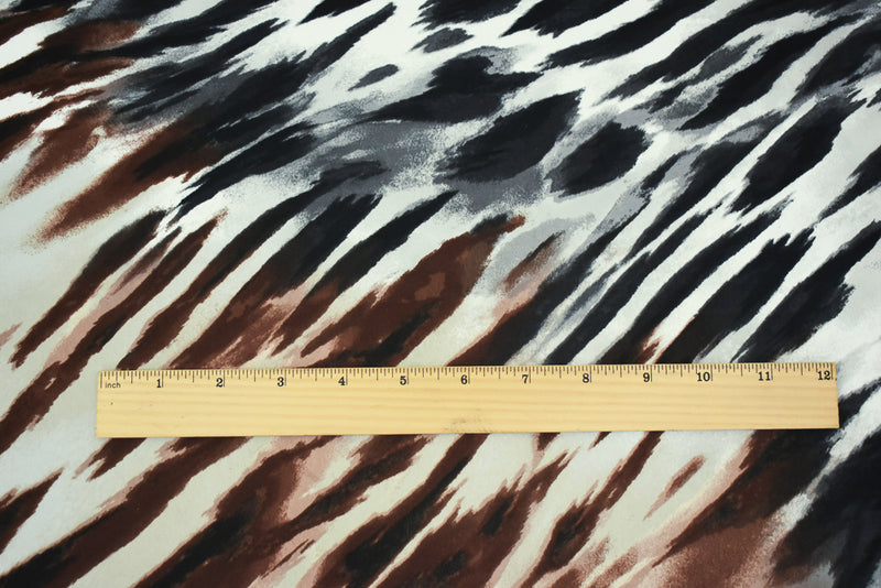 Brown-Gray-Black Zebra Polyester Printed Charmeuse Woven Fabric