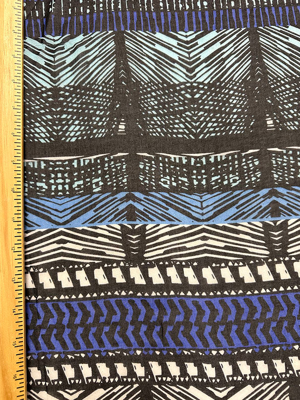 Blue Zebra Stripe Print Poly Print Chiffon Fabric