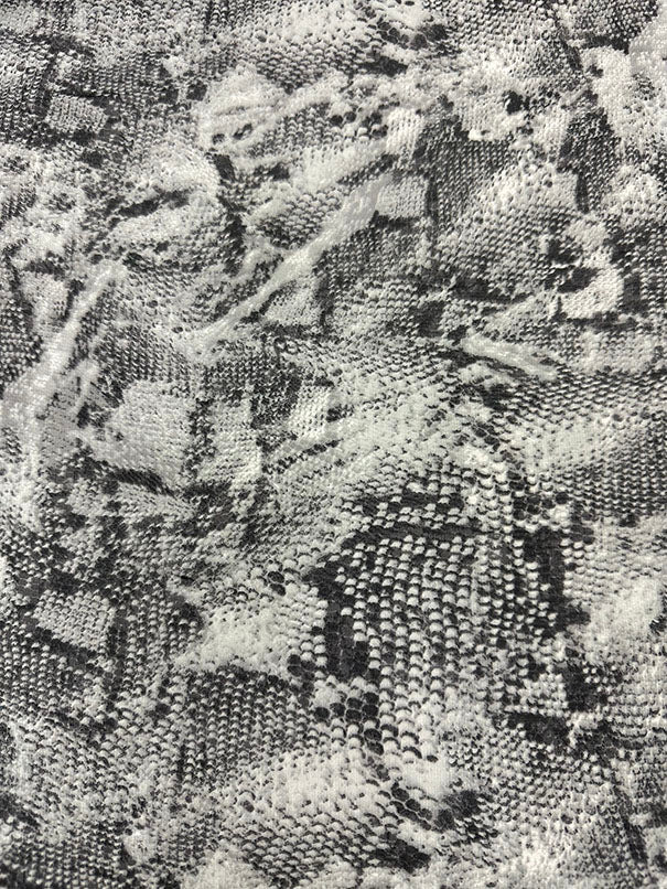 4 1/4 YD PC-Black and Gray Snakeskin Print Poly Chiffon Fabric