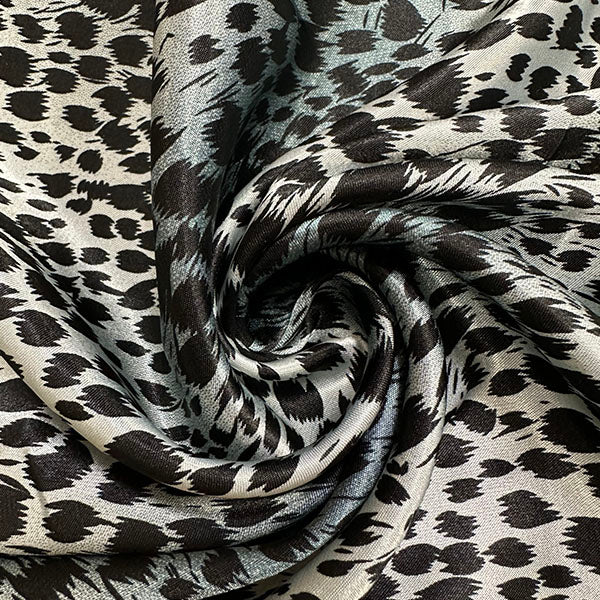 Blue Ombre Cheetah Print Poly Charmeuse Satin Fabric