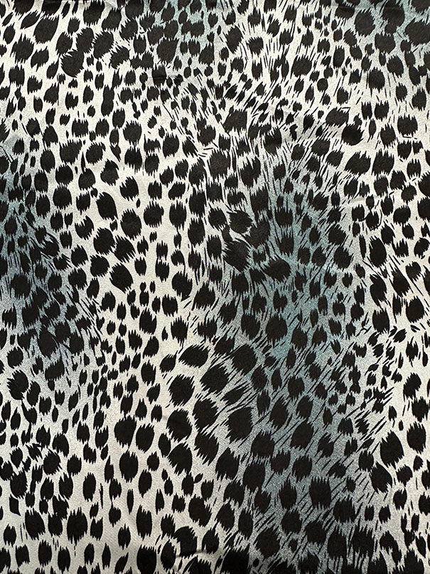 Blue Ombre Cheetah Print Poly Charmeuse Satin Fabric