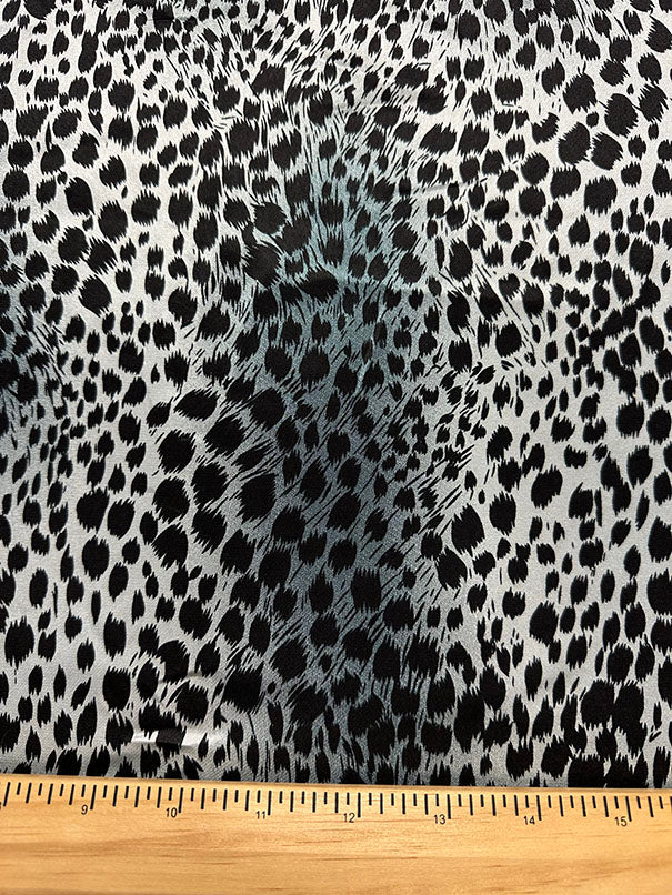 Blue Ombre Cheetah Print Poly Charmeuse Satin Fabric