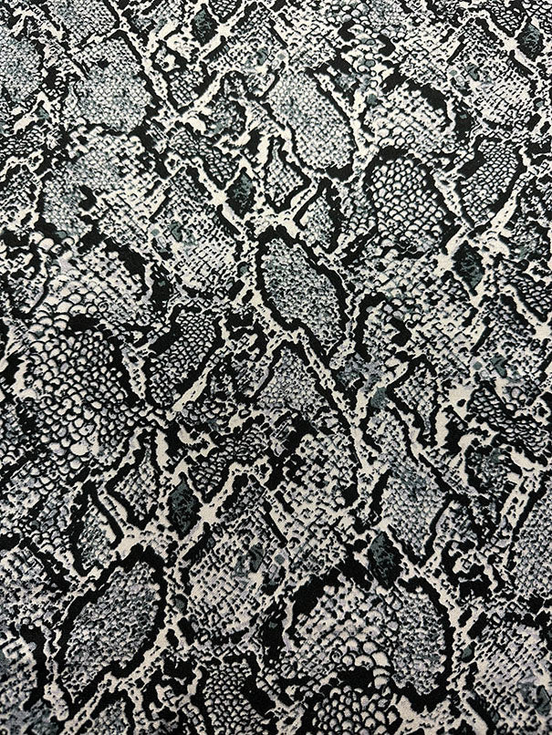 Black Multi Reptile Print Poly Charmeuse Satin Fabric