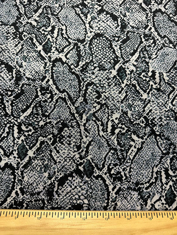 Black Multi Reptile Print Poly Charmeuse Satin Fabric