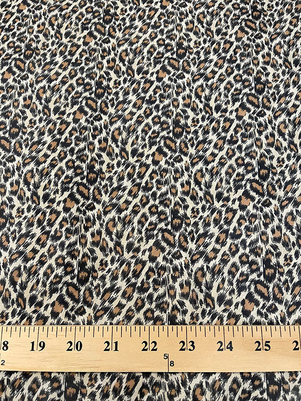 3 3/4 YD PC-Cream Leopard Print Chiffon Fabric