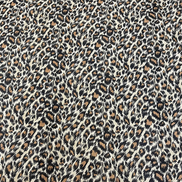 3 3/4 YD PC-Cream Leopard Print Chiffon Fabric