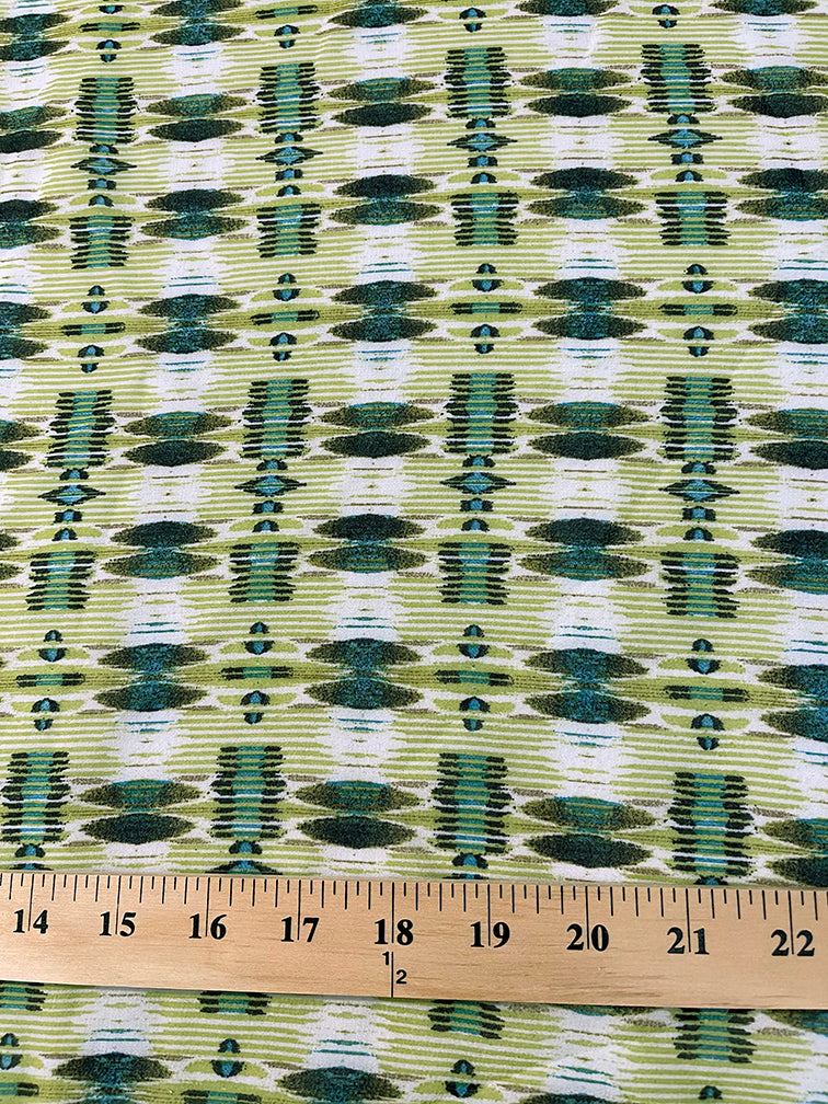 Green Multi Print Chiffon Fabric