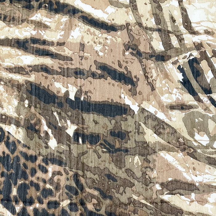 3 3/8 YD PC-Olive Multi Animal Print Crinkled Chiffon Fabric