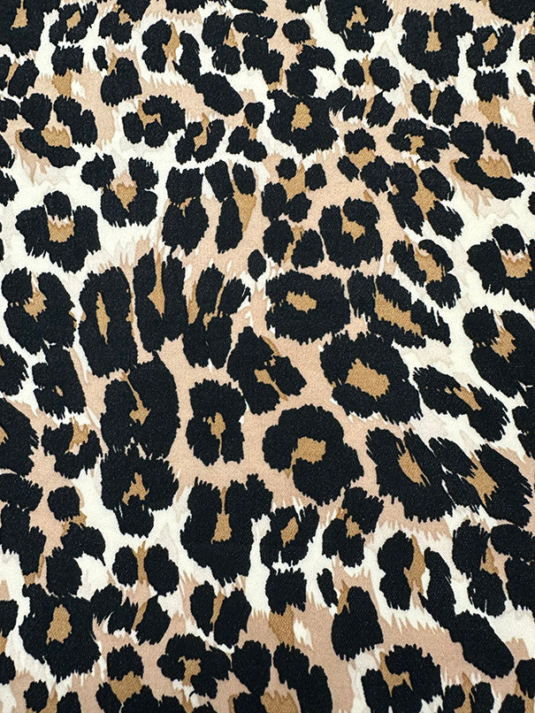 Cream Multi Animal Print Poly Georgette Fabric