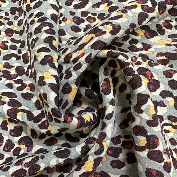 Gray Multi Cheetah Animal Print Poly Georgette Fabric