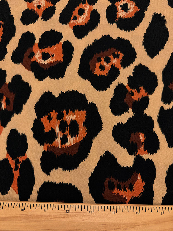 Beige Large Multi Animal Print Poly Georgette Fabric