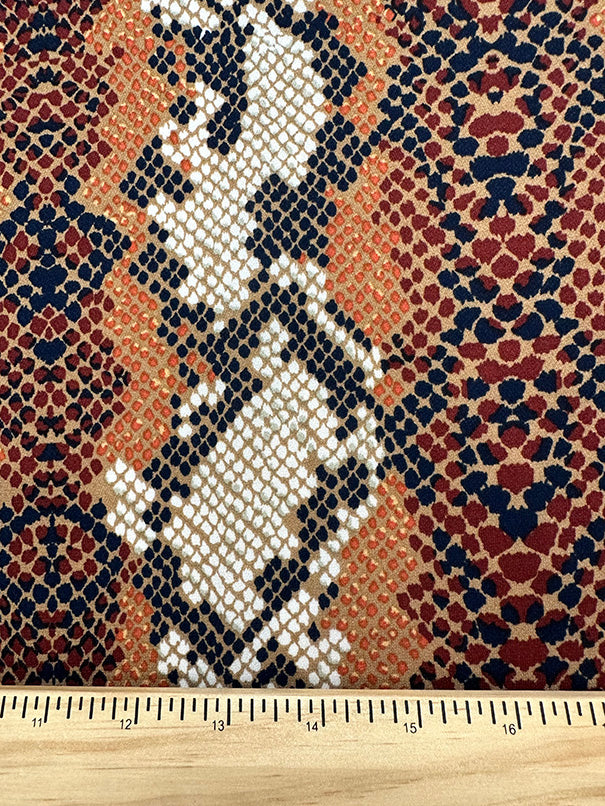 Copper Multi Snakeskin Animal Print Poly Georgette Fabric