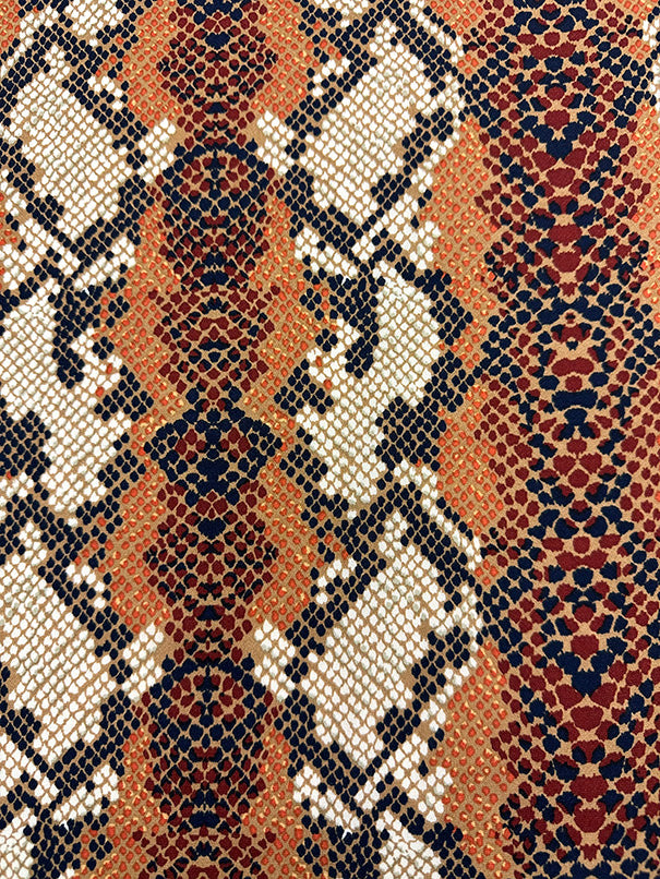 Copper Multi Snakeskin Animal Print Poly Georgette Fabric